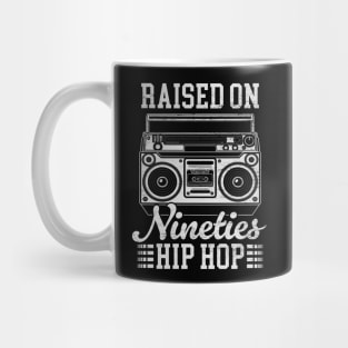 Raised on 90's Hip Hop: Funny Vintage Boom Box and Cassette Tape Mug